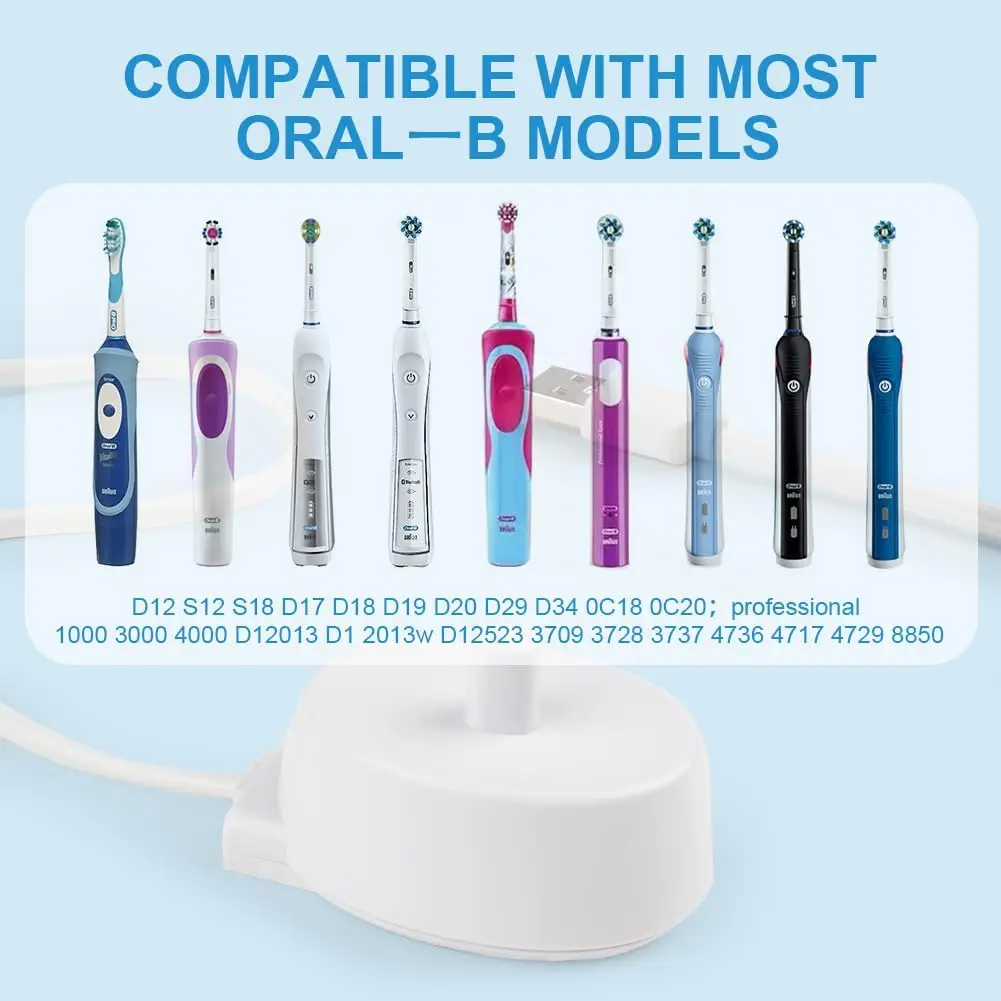 Cargador USB LISI apto para cepillo de dientes eléctrico Oral-B Base de carga segura y confiable Compatible con la mayoría de los cepillos de dientes eléctricos Braun