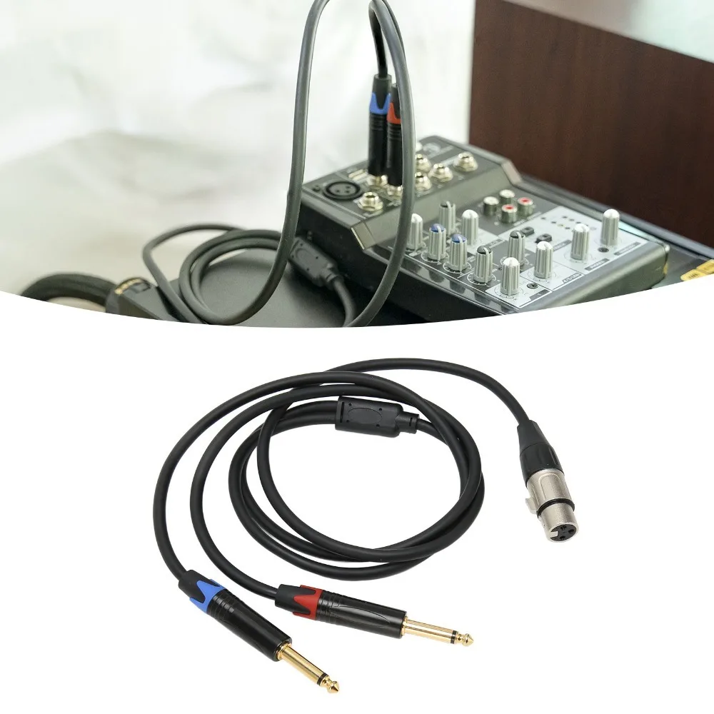 24K Gold Plated Dual 6.35mm Male to XLR Female Y Splitter Dual 1/4 Inch to XLR Cable Audio Converter Adapter Audio Recording