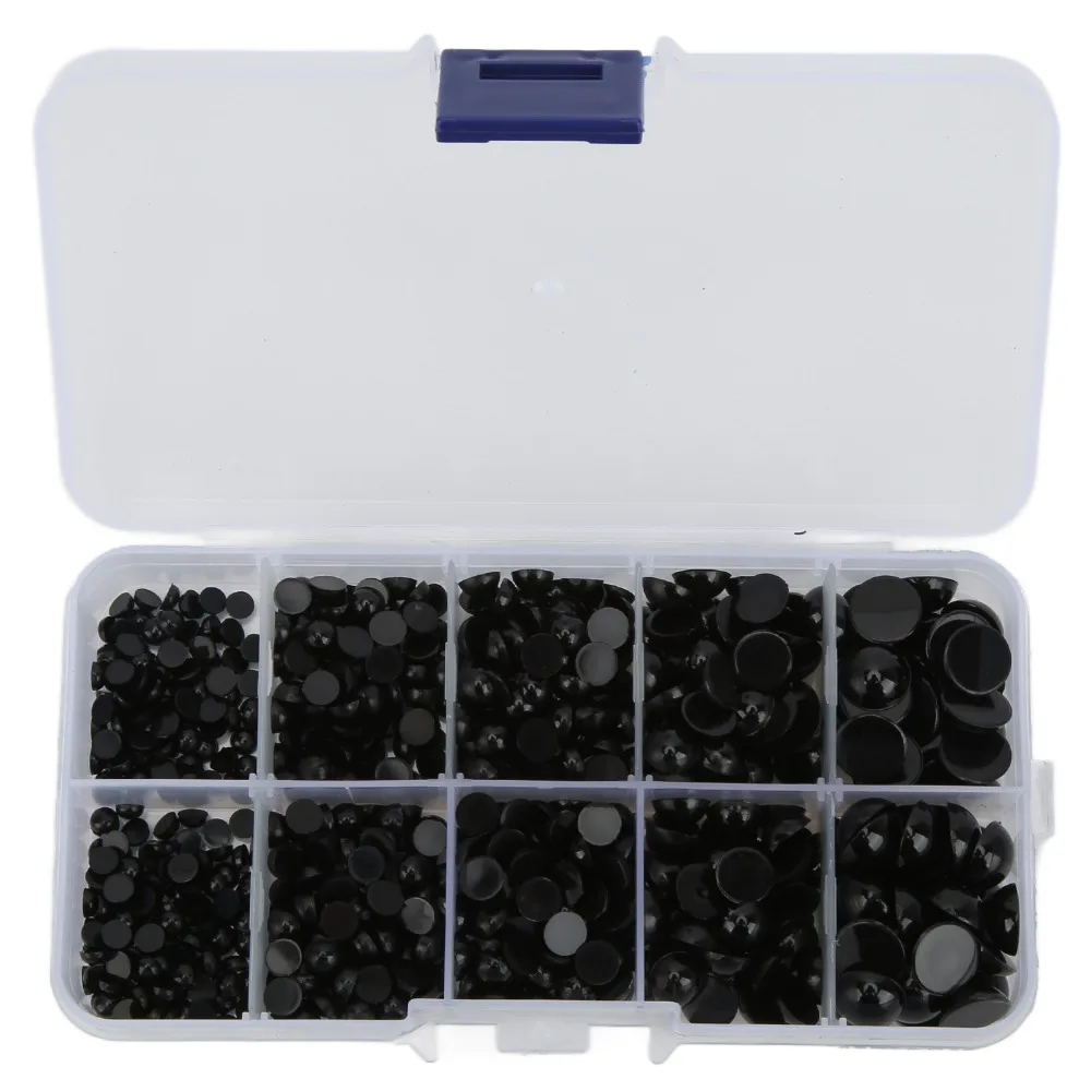

760 шт. аксессуаров: черные глазки из смолы, плоские пластиковые глазки разных размеров, полукруглые кабошоны для рукоделия и DIY-проектов