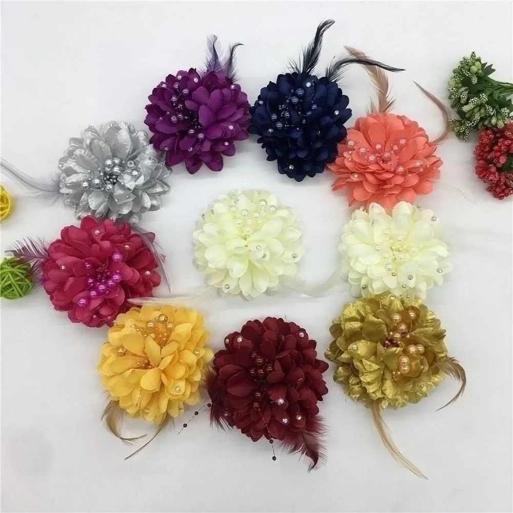 New arrive 3D Sequin Feather Felt-cloth ABS Pearl Wreath Artificial Flower Christmas Decoration Valentines Day Needlework Flower