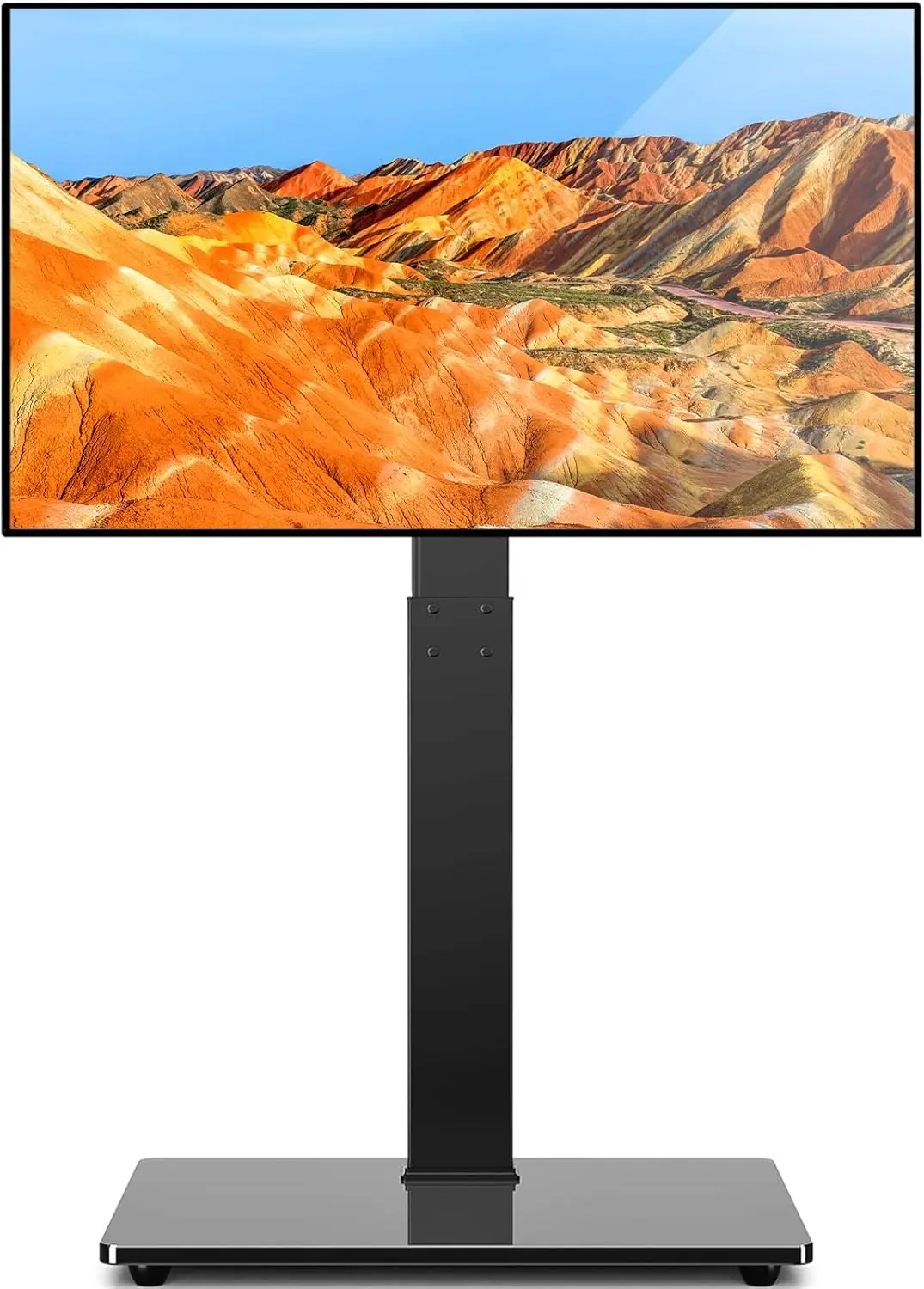 

Universal Floor TV Stand for 32-75 Inch TVs, Swivel Height Adjustable Mount with Tempered Glass Base, Supports up to 110 Lbs