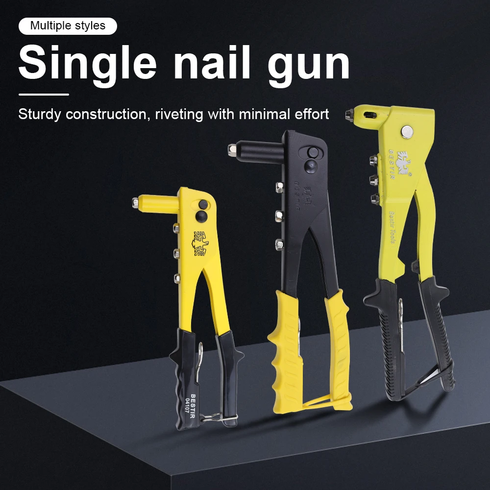 BESTIR 2.4mm-4.8mm Pop Rivet Gun Heavy Duty Adjustable Blind Rivet Gun Riveter Insert Nail Hand Riveting Tools For Metalworking