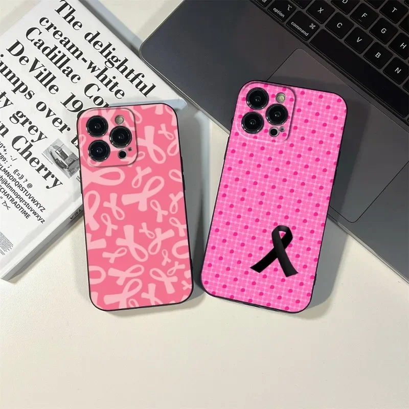 FOR IPhone Breast Cancer Awareness Phone Case FOR IPhone 15 14 11 12 Pro 8 7 Plus X 13 Pro MAX XR XS MINI SE 2020 Black Covers