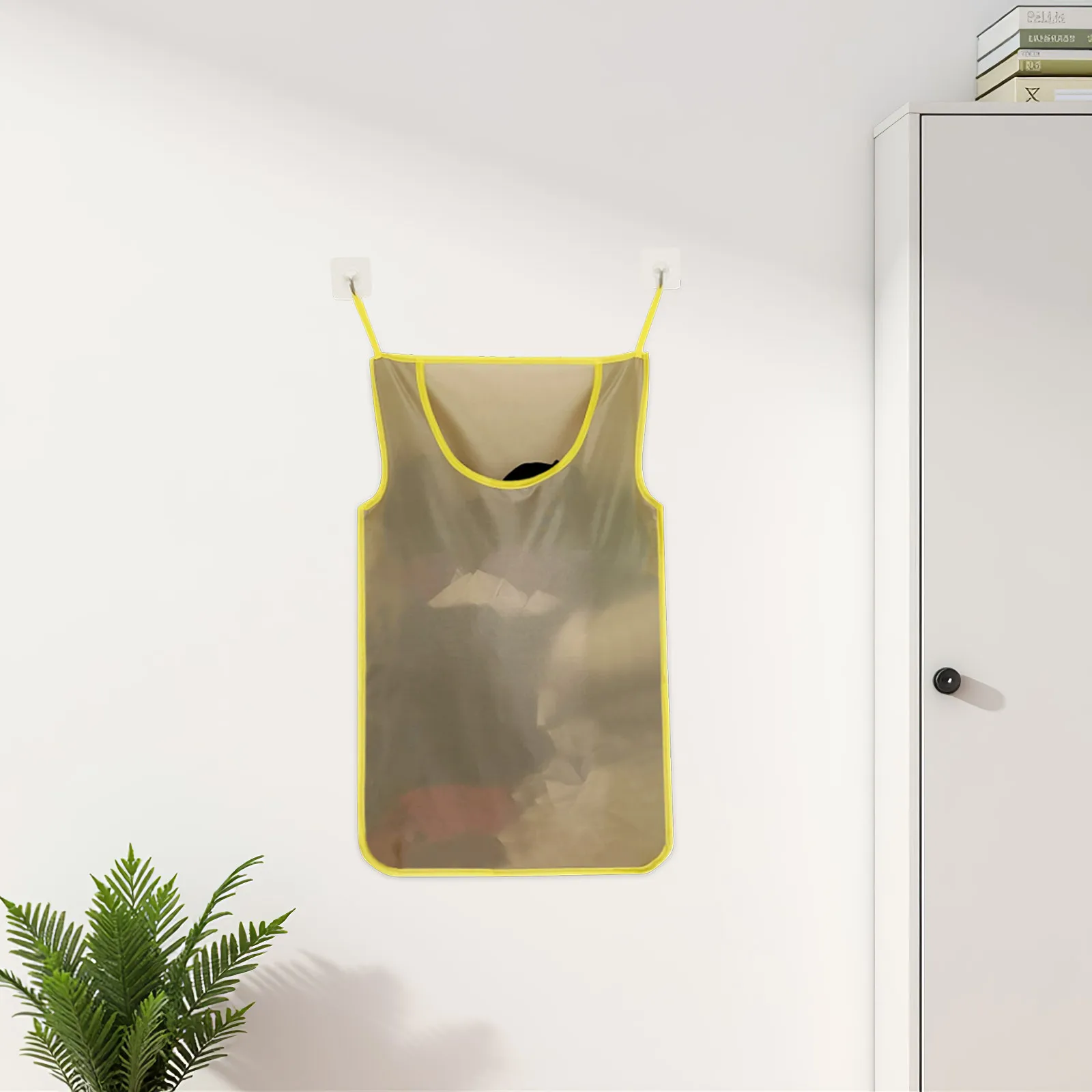 

Hanging Laundry Hamper 78x48cm Wall Mounted Sorting Bag with Transparent Windows Multi Pocket Door Storage Basket for Small