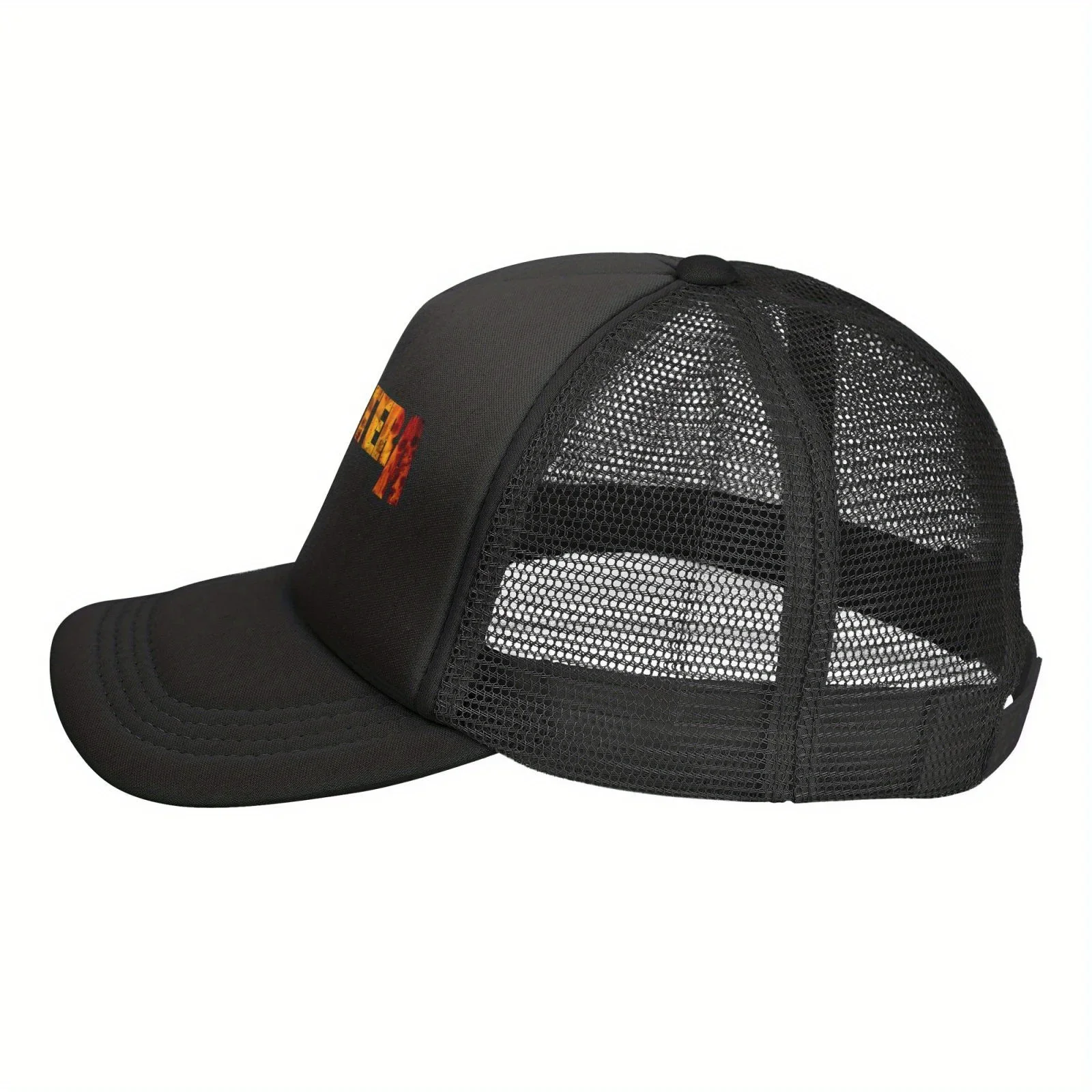 1pc Pantera Band Vintage-Inspired Mesh Baseball Cap - Unisex Adjustable Trucker Hat With Distressed Logo, Breathable Mesh Back,
