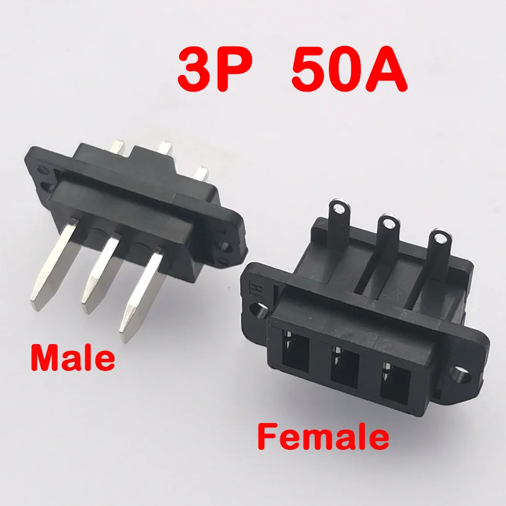 1PC 3P 50A Lithium Battery Connector 3Pin Electric Scooter Blade Male Female Battery Power Connector Charging Interface Socket