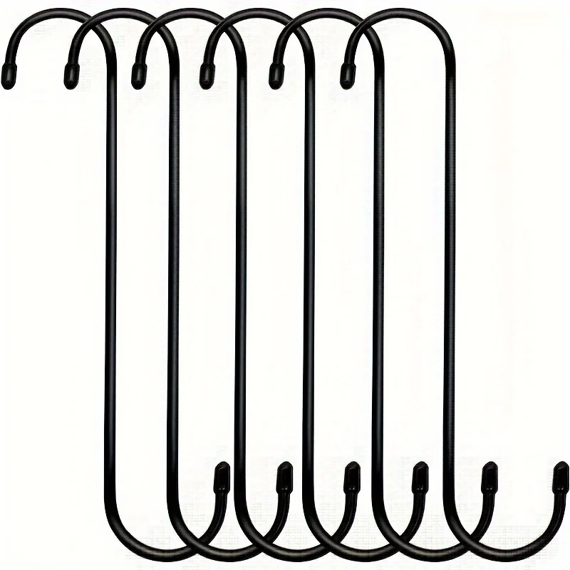 6 crochets longs noirs robustes pour suspendre des plantes, pour jardin, terrasse, intérieur, extérieur, crochets d'extension