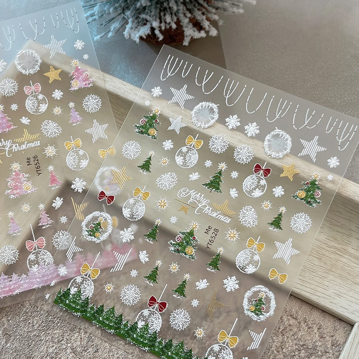 

1pcs Christmas Nail Art Stickers Gold-stamped Christmas Tree Fashion Decal Stickers for DIY Family Party Gift Nail Art Decals