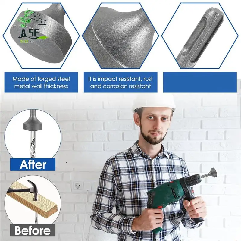 

A05E-SDS Plus Ground Rod Driver, Heavy Duty Forged Steel Drill Bit Driver, Rotary Hammer Drill Ground Rod Driver Easy Install