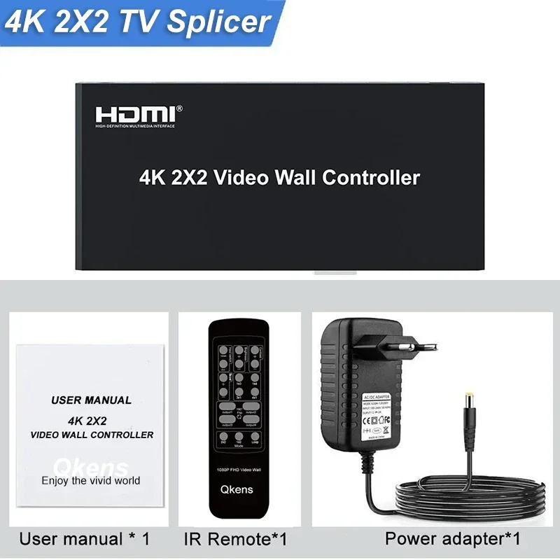 

1080P 4K 2x2 DVI HDMI Video Wall Controller 1x3 1x4 2 4 Multi Screen Splicing Processor TV Video Splicer with Bezel Adjust RS232