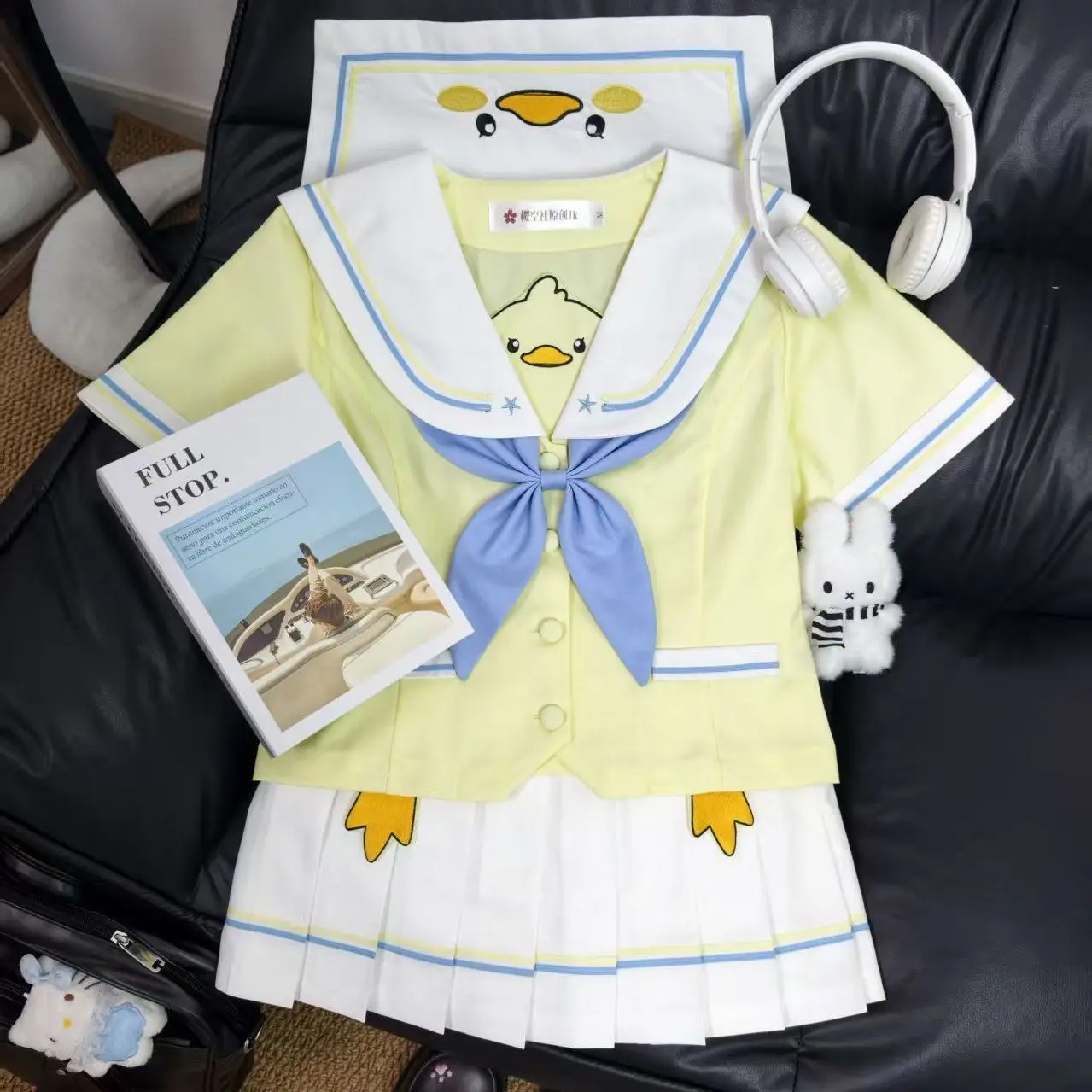 2026 Role Playing Little Yellow Duck Japanese JK School Style Summer Sailor Suit Pleated Skirt Anime JK Uniform Set for Girls
