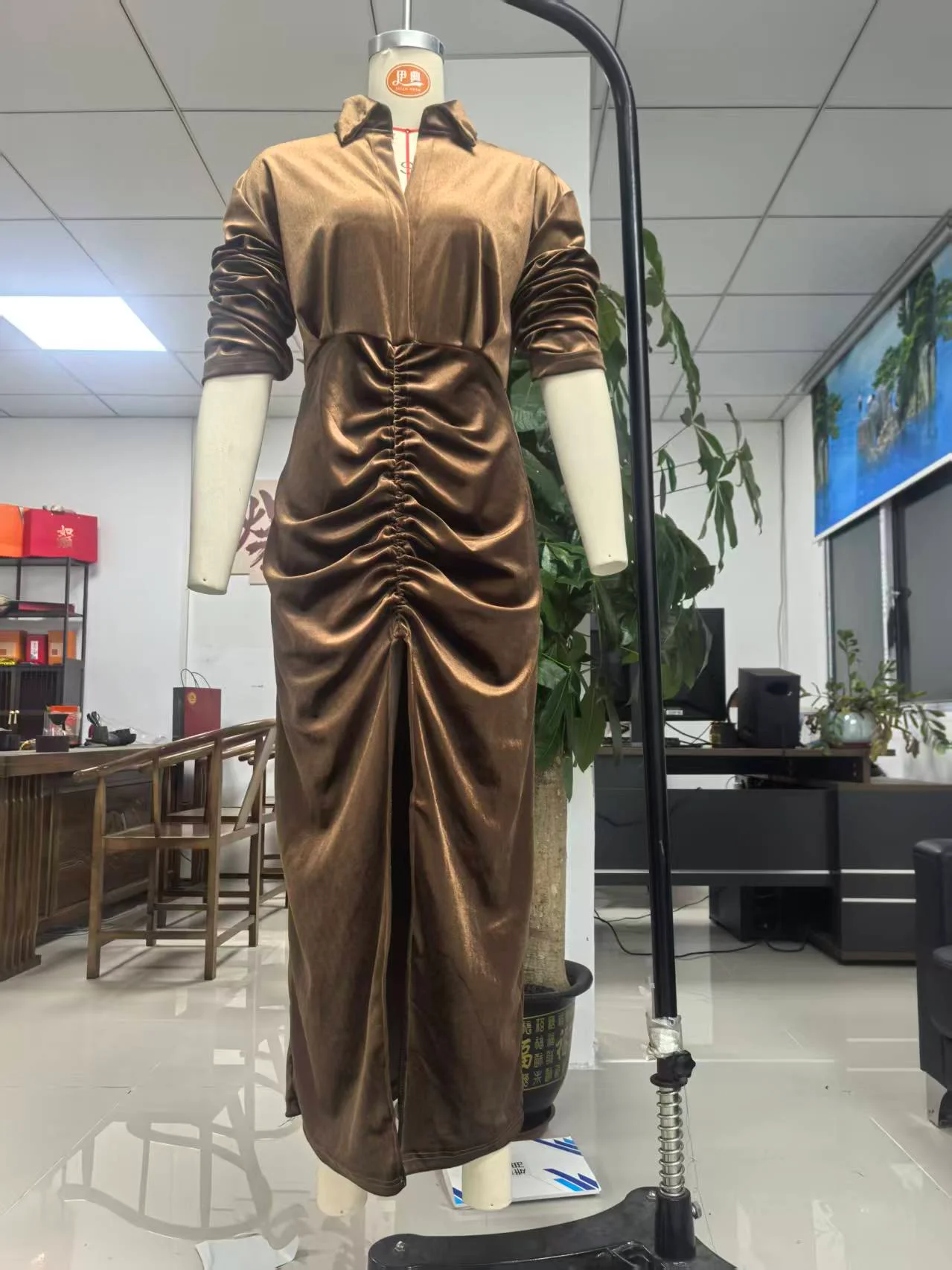 2025 Women's Fashion Shirt Button-pleated Long Sleeve Temperament Dress