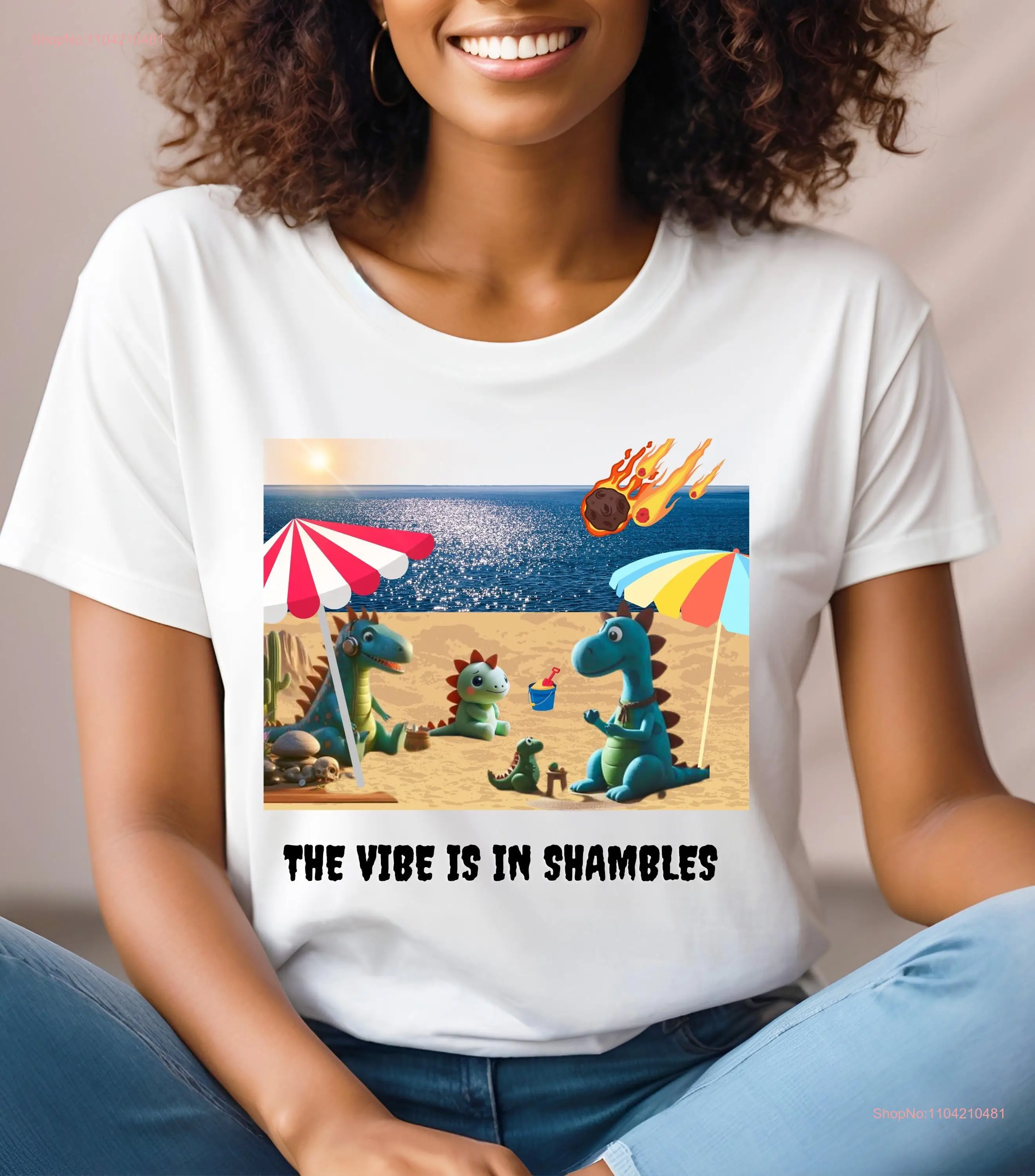 Comfort Colors The Vibes Are In Shambles T shirt Meme Funny Vintage Mental Health SweaT Dinosaur  long or short sleeves