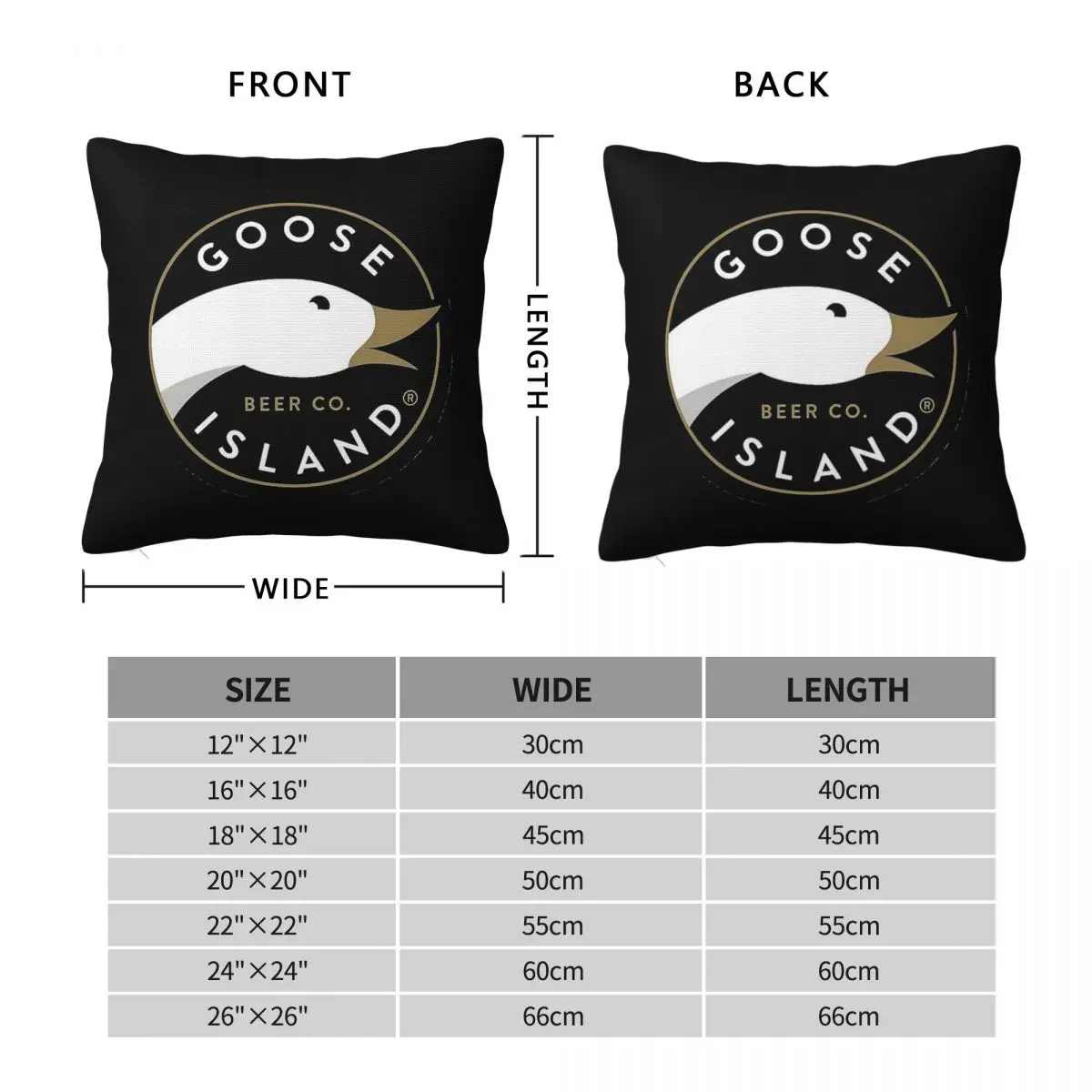 Goose Island Logo Square Pillowcase Polyester Linen Velvet Pattern Zip Decorative Pillow Case Sofa Seater Cushion Cover