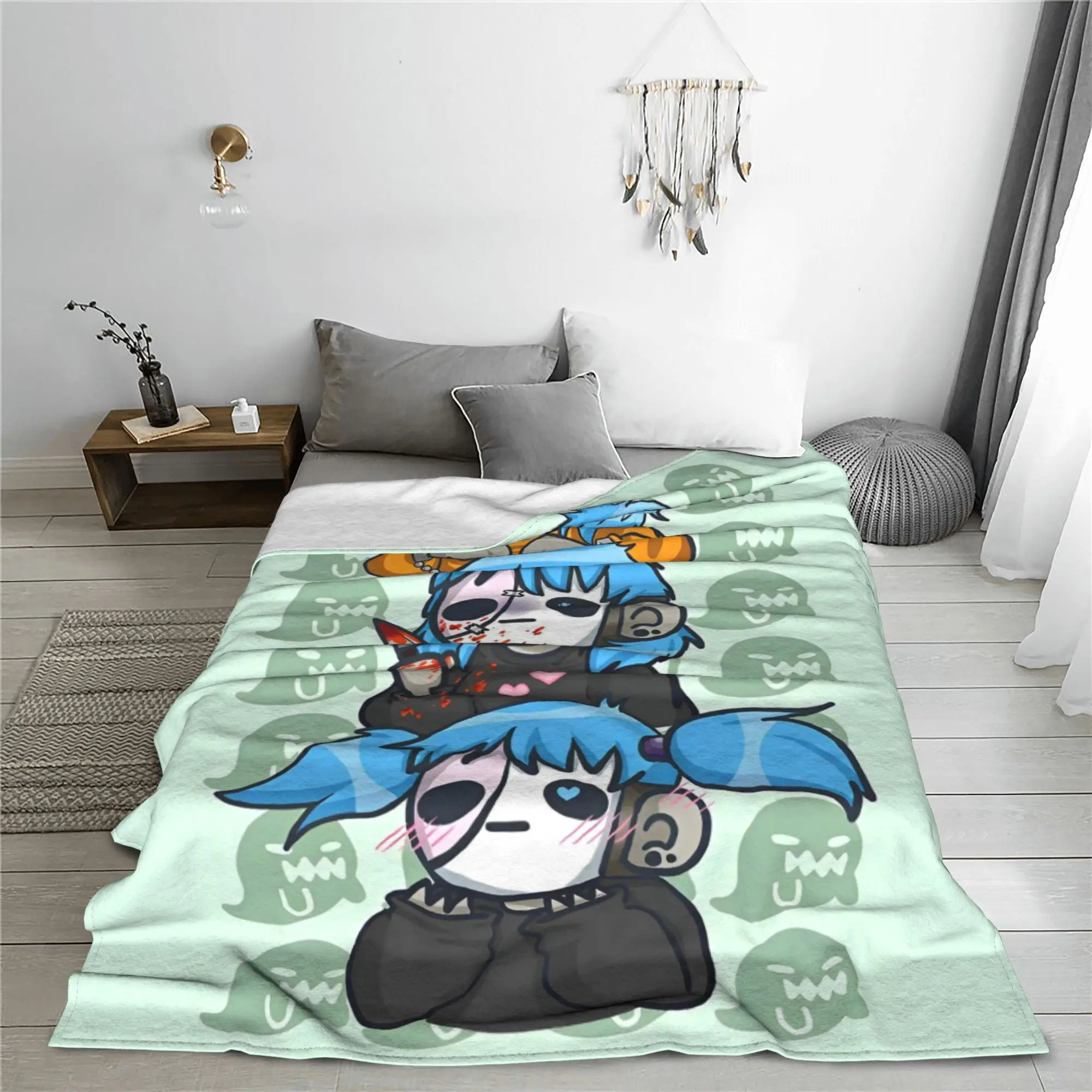 Sally Face Game Anime SF Velvet Throw Blankets Horror Sal Fisher Blanket for Home Travel Super Warm Rug Piece Breathable