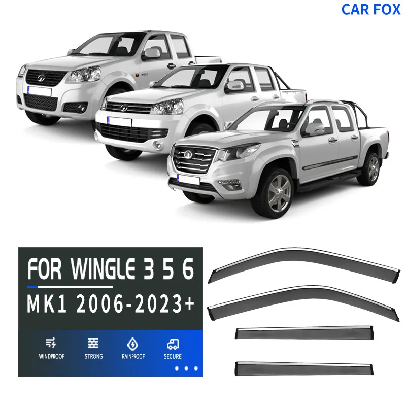 

FOR Great Wall Wingle 3 5 6 7 2016-2023 Window Visor Accessories Weathershields Chrome Deflector Window Trim Awnings