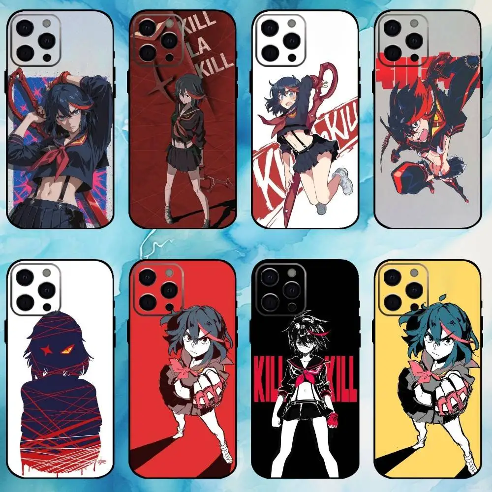 

Anime K-Kill La Kill Phone Case For iPhone17,16,15,14,13,12,11 Plus,Pro Max Soft Black Cover