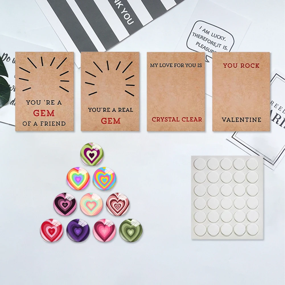 การ์ดวันวาเลนไทน์12/24แพ็คพร้อมหินรูปหัวใจบัตรวาเลนไทน์สำหรับชั้นเรียนเด็กหญิงเด็กชายห้องเรียนโรงเรียน