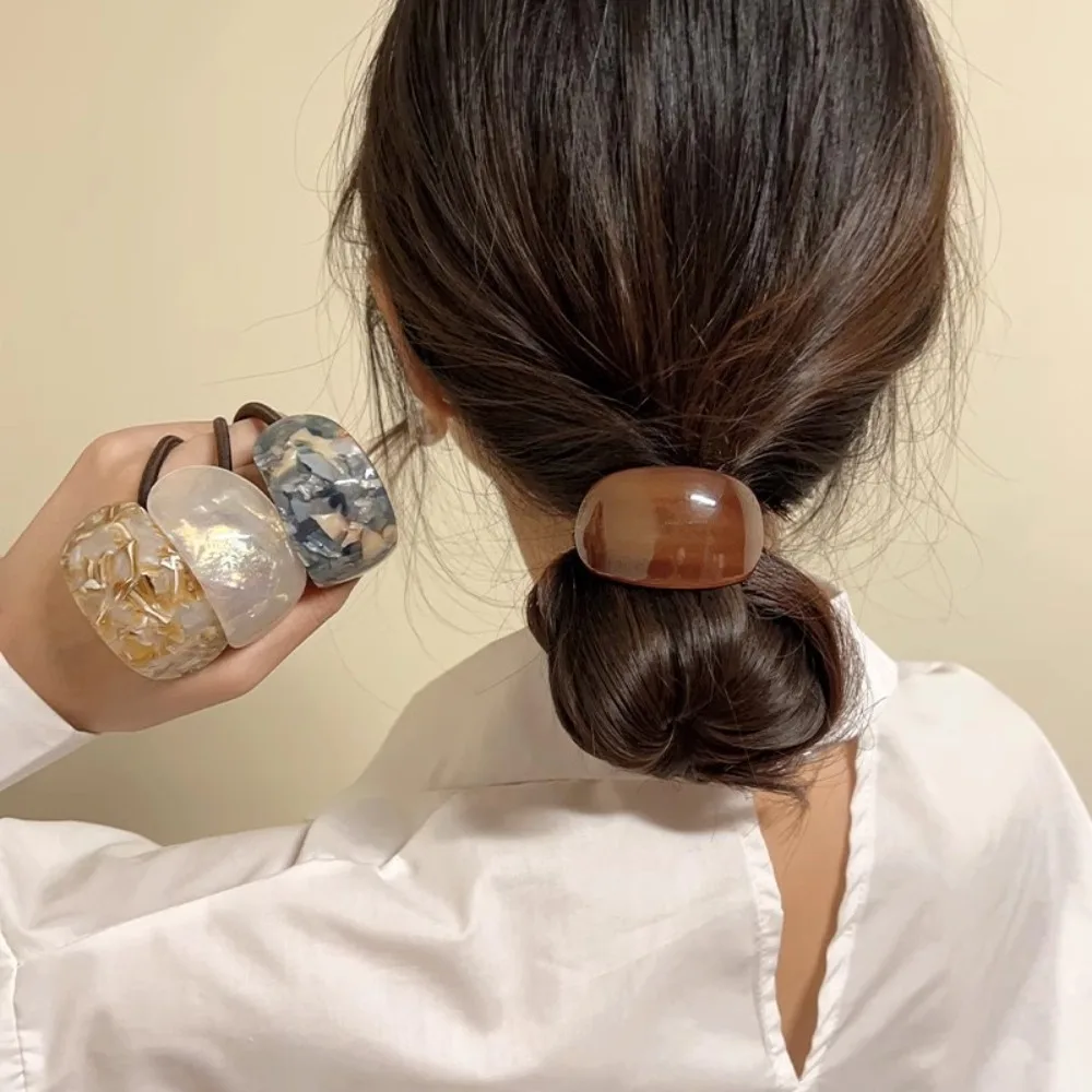 Acetate Head Rope Fashionable Elastic Oval Hair Accessories Portable Hair Ring Women