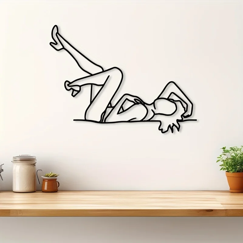1Metal wall art piece, depicting nude female figures in a sexual context, 1 piece.