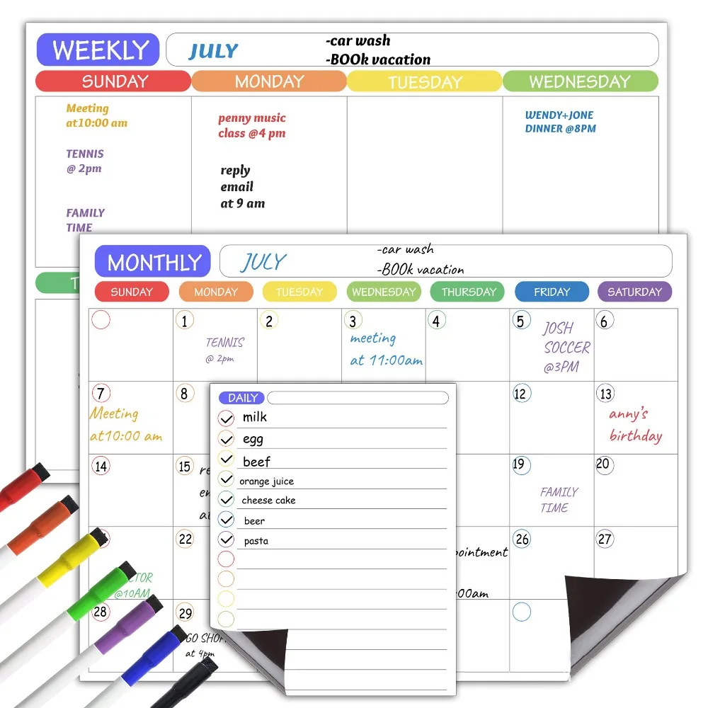 Magnetic Calendar For Fridge Monthly Weekly Planner Whiteboard Calendar Table Dry Erase Fridge Sticker Message Board Menu