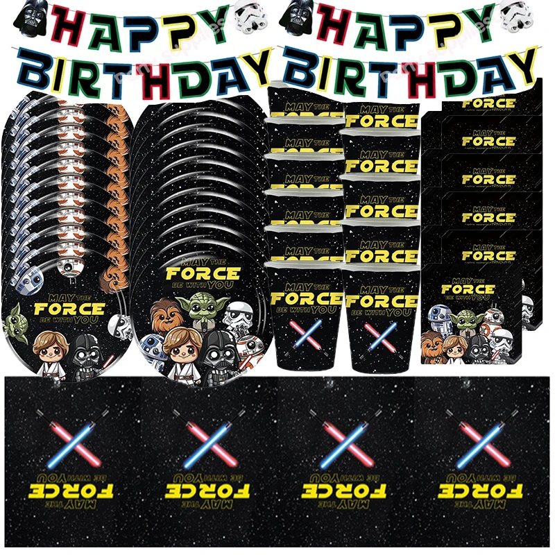 Decoraciones para Fiesta de Cumpleaños de Baby Yoda de Star Wars, Pegatinas, Vajilla, Platos, Servilletas, Adorno para Pastel, Pancarta, Artículos para Baby Shower