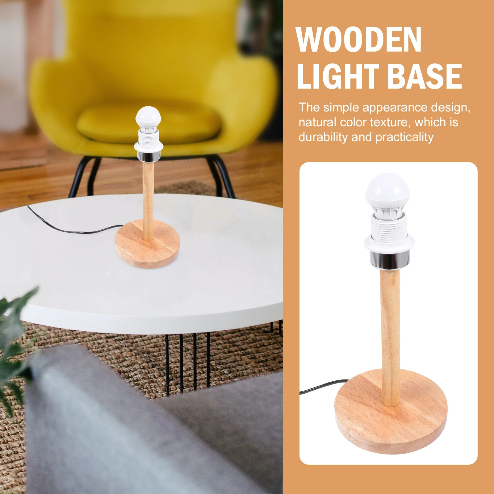 

1Pcs Table Lamp Base Wood Craft Simple Design Stable Decorative Light Holder for Bedroom Cafe Restaurant Wood Lamp Stand