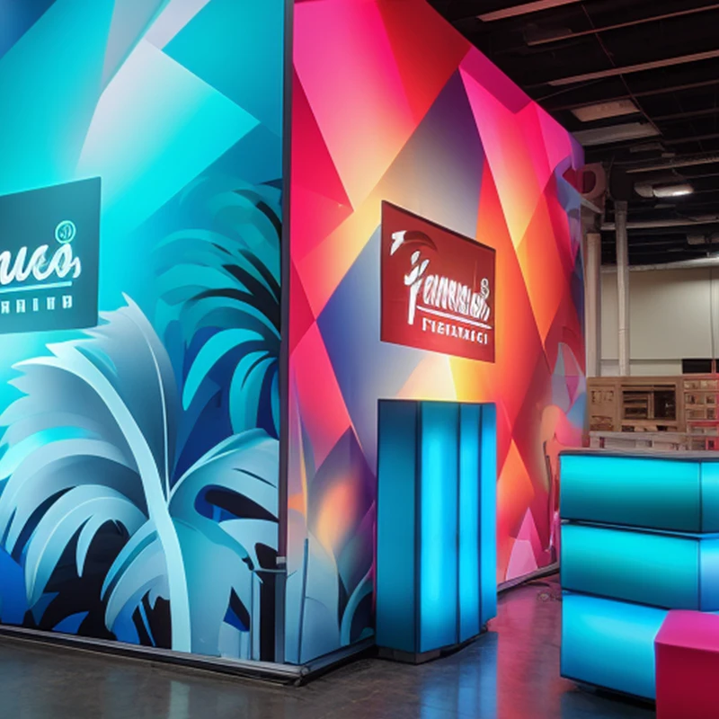 Présentoir modulaire portatif de représente de vendeur de cabine d'émission commerciale présentoirs de toile de fond publicitaire