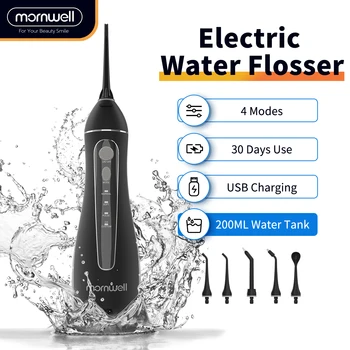 Mornwell F18 Oral Irrigator Teeth Whitening Water Flosser 200ml Water Tank Cleaner Mouth Washing Machine Dental Water Jet