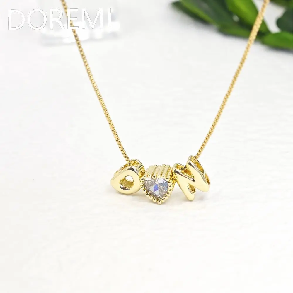 DOREMI Elegant Women Custom Letters Thick Ballon Bubble Initial Letter Necklace Birthstone Name Necklace