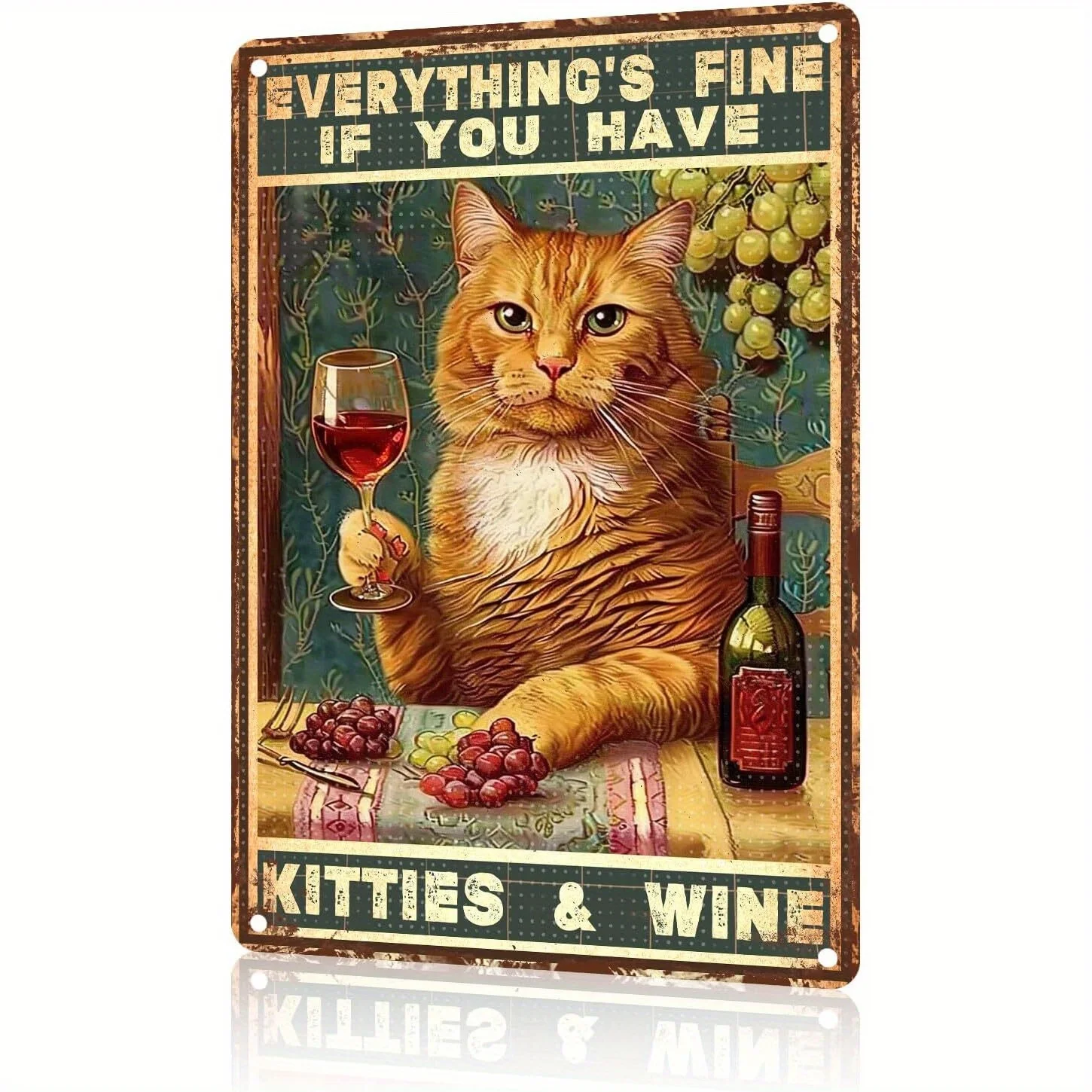 Gift Dr Diego D'amant de Chat-Panneau Musique En étain „Out Est Bien S vous Jobs des Chatons Et Du Vin“-Cuisine Vajro, Sa