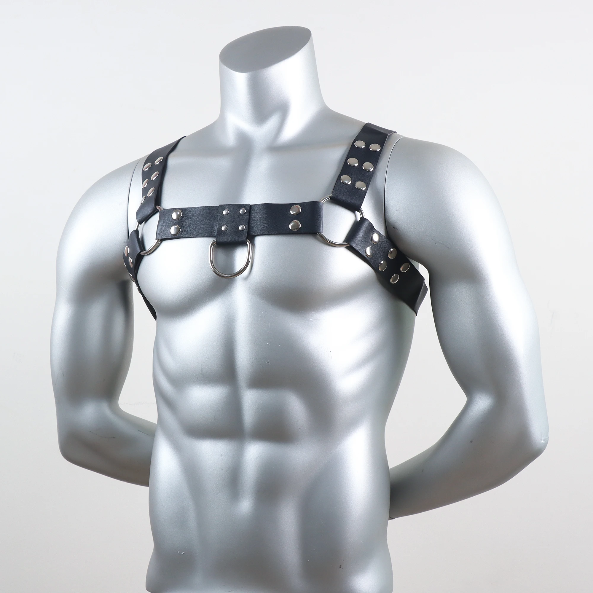 Men Harness Chest Belt Sexy Collar Leather Lingerie Sexual Gay Clothing BDSM Fetish Adjustable Strap Body Shoulder for Adult Sex