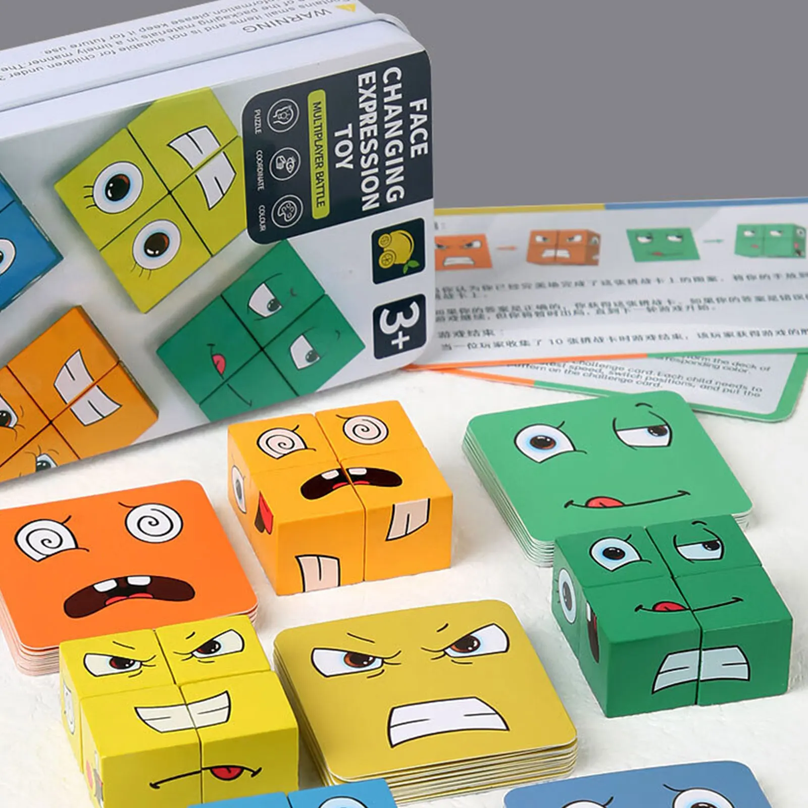 Jouets éducatifs pour enfants, Expressions faciales en bois, blocs de construction changeants, puzzle, jouets éducatifs Montessori pour enfants