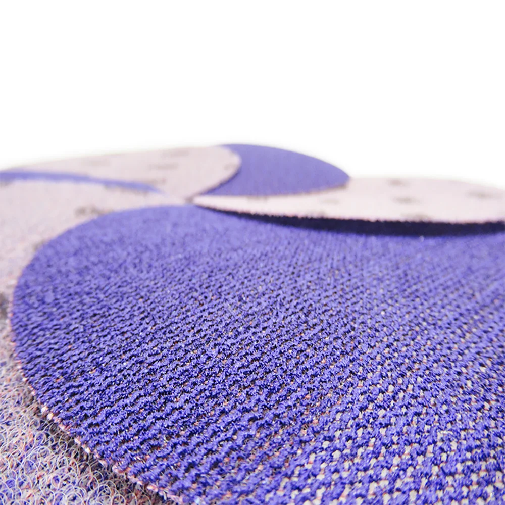 50PCS 5 Inch/125mm Ceramic Mesh Sandpaper, Dustless Hook & Loop Backing Purple Sanding Discs for Drywall,Wood, Automotive Paint