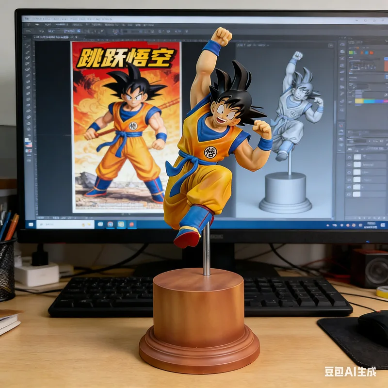 Figura de Goku Saltando de Tenkaichi Budokai, Modelo GK de Dragon Ball, Artículo Coleccionable de Anime para Exhibición en Vitrina