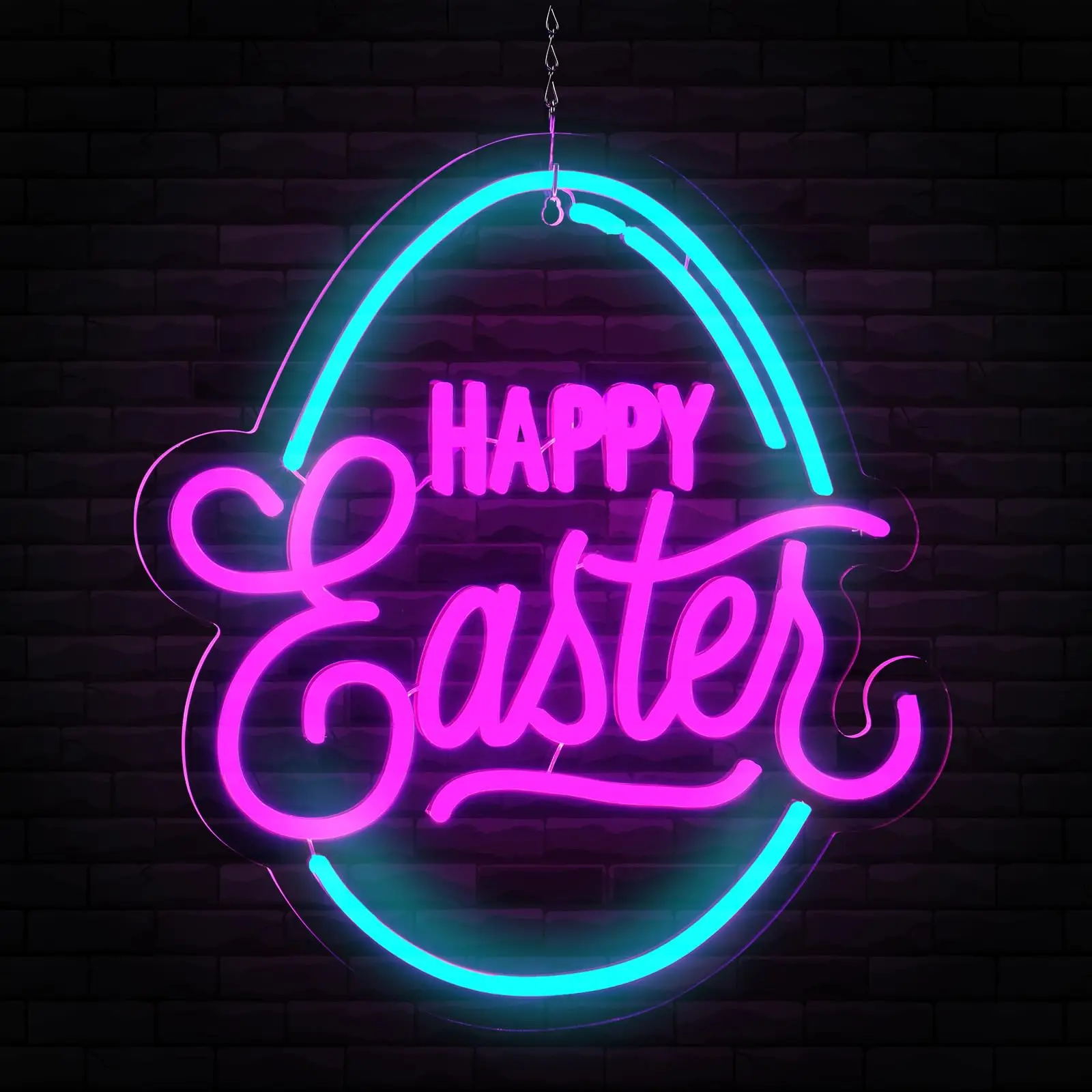 

Easter Neon Light Happy Easter Egg Window Lights LED Sign Lighted Easter Window Decorations Powered for Home Teen Kids Gifts