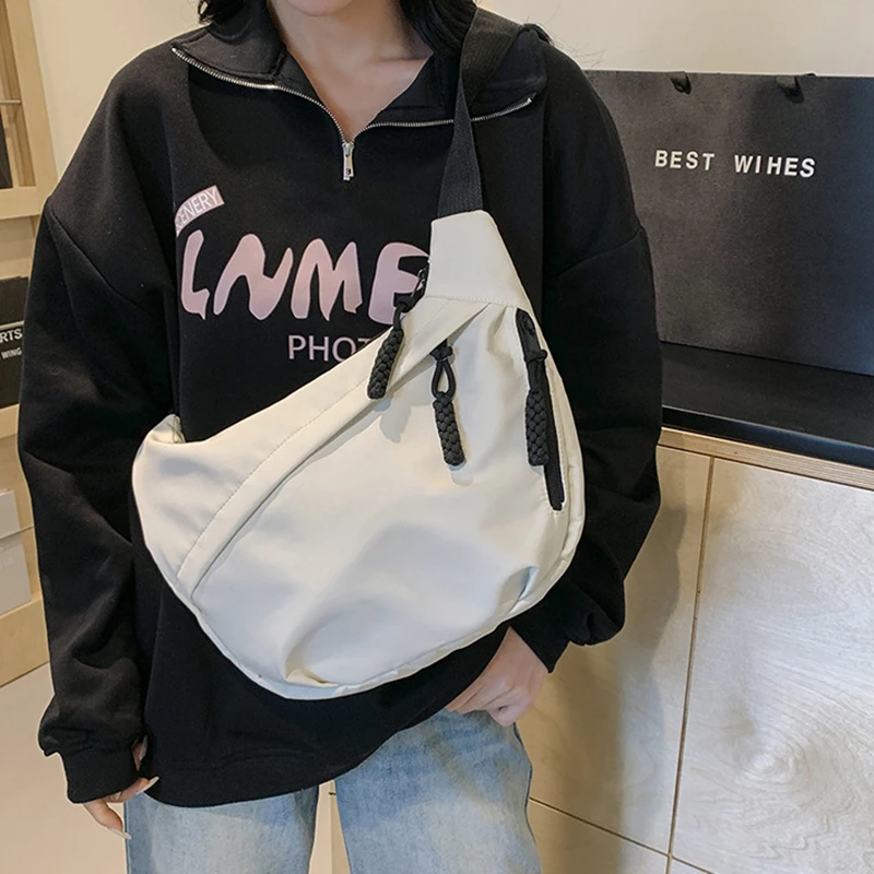 Casual Canvas Crossbody Bag for Women Designer Black/White/Red Shoulder Bags Large Capacity Tote Men Travel Shopping Bag 2025 image 3