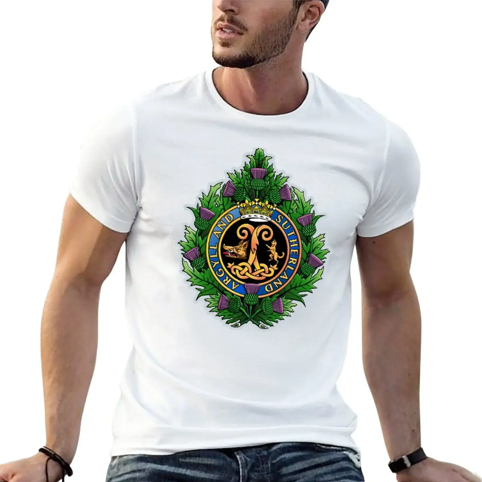 ARGYLL AND SUTHERLAND HIGHLANDERS T-Shirt animal prinfor boys Short sleeve tee black t-shirts for men