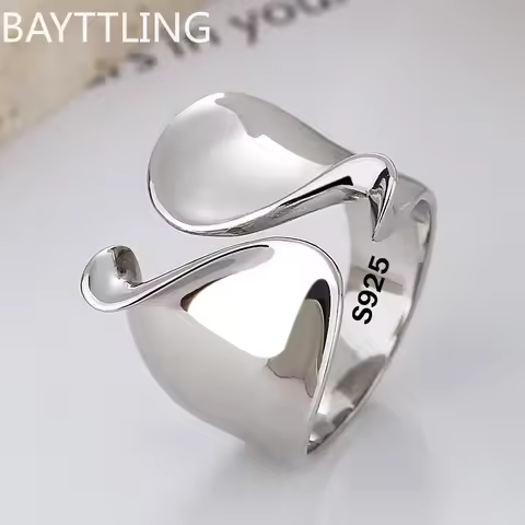 925 Sterling Silver Rings for Women Couple Minimalist Handmade Simple Big Open Ring Party Prevent Allergy Jewelry Holiday Gifts