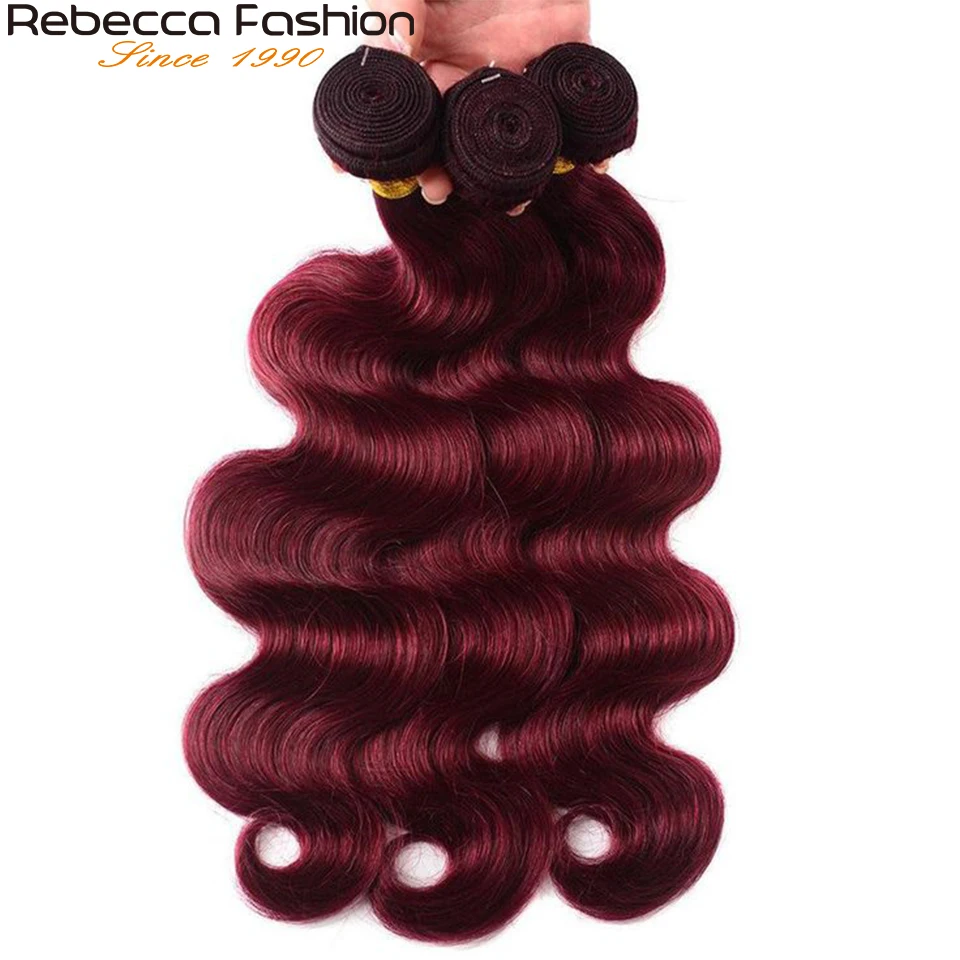 Burgundy Body Wave Human Hair Bundles Remy 100% Human Hair Weaving 180D Body Wave Bundles Machine Double Weft Hair Extensions