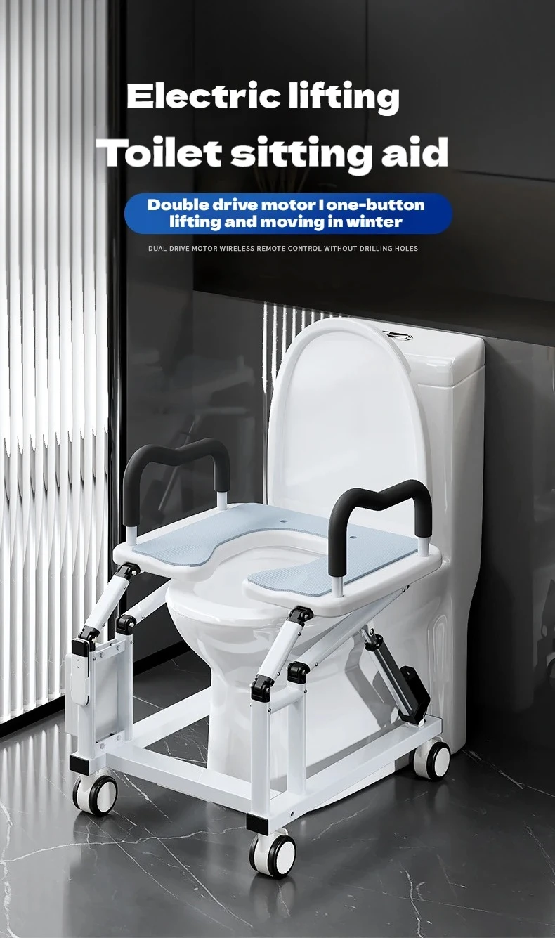 Assento de Vaso Sanitário Elétrico Elevatório Inteligente para Idosos com Apoios de Braço - Elevador de Vaso Sanitário com Instalação Sem Ferramentas e Superfície Antiderrapante
