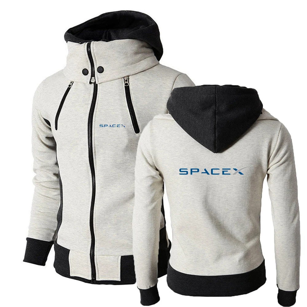 2024 SpaceX Space X New Men Spring and Autumn Harajuku Zipper Hoodie High-quality Causal Comfortable Sweatshirts Coat Tops