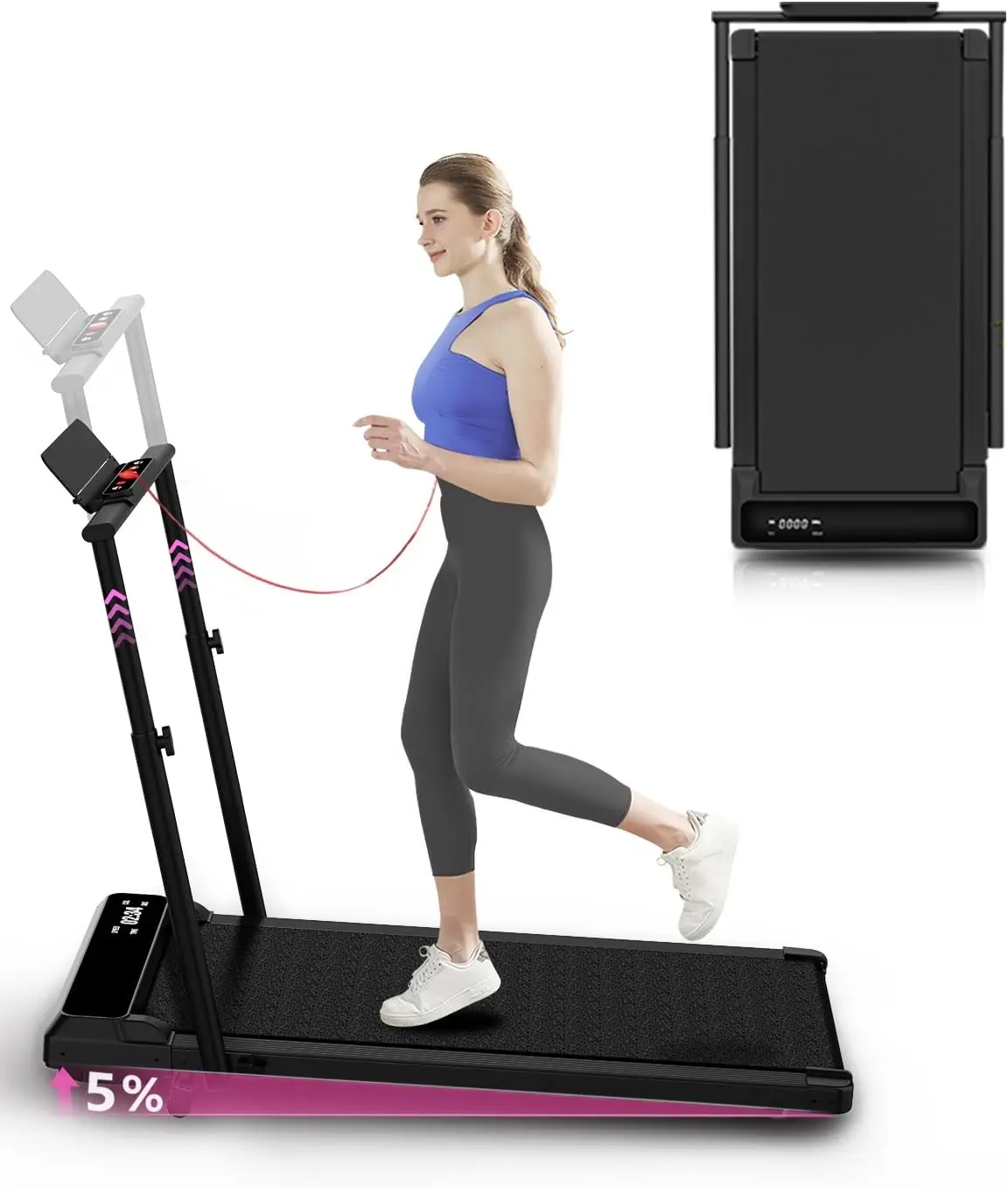 

Under Desk & Home Use, Durable Plastic, Black, 2 in 1 Walking Jogging with Remote Control, LED Display