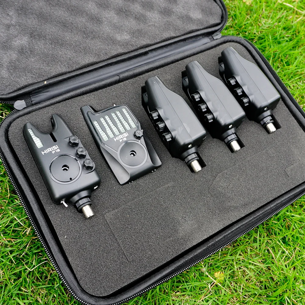 Hirisi F15-4 Kabelloser Karpfenangel-Bissalarm 1+4 Set LED-Licht Einstellbare Lautstärke Empfindlichkeit 150M Reichweite Nachtangel-Zubehör – Detail 10