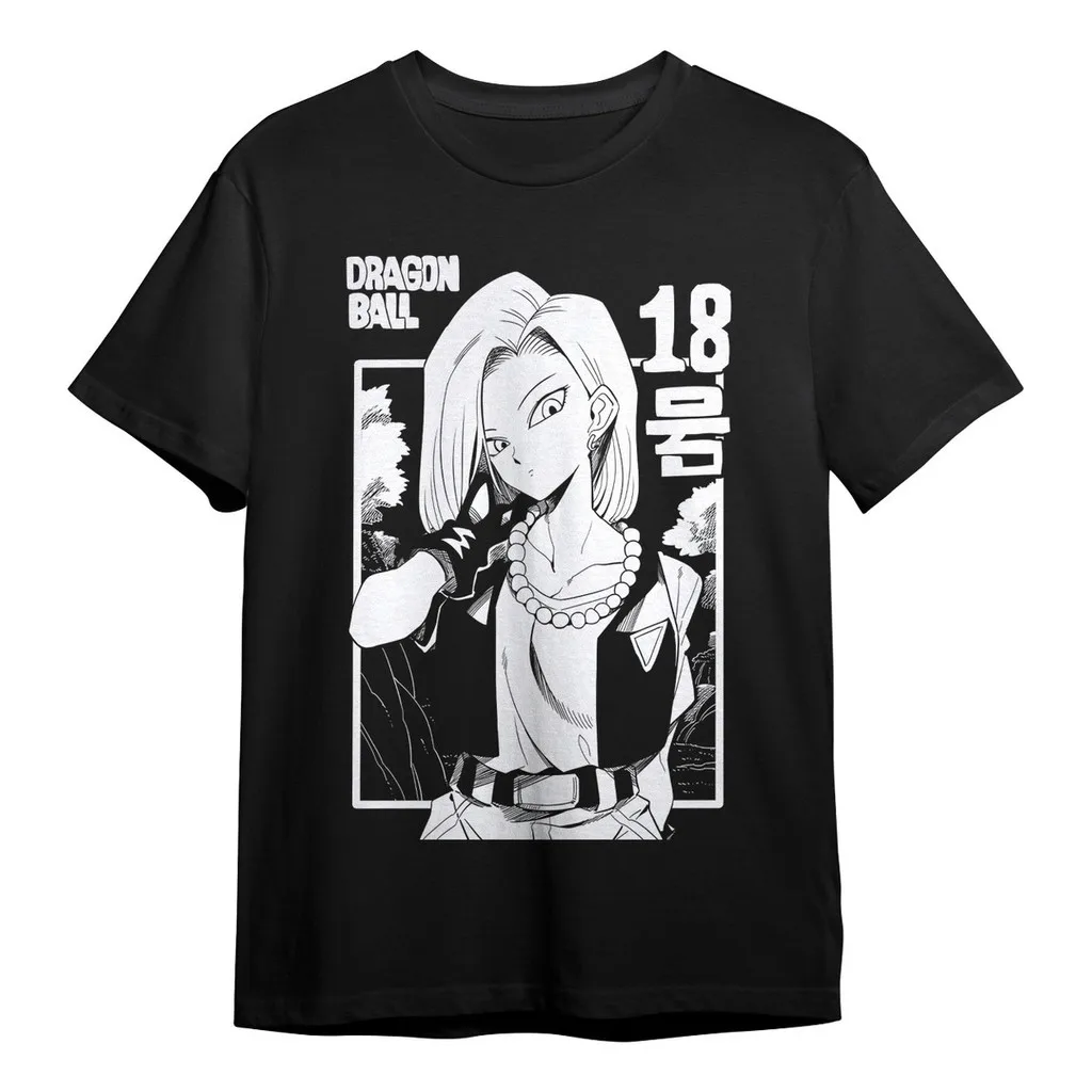 

Dragon Ball Аниме No 18. Мужская и женская летняя футболка Harajuku в стиле ретро с коротким рукавом, свободный повседневный удобный топ большого размера Y2k