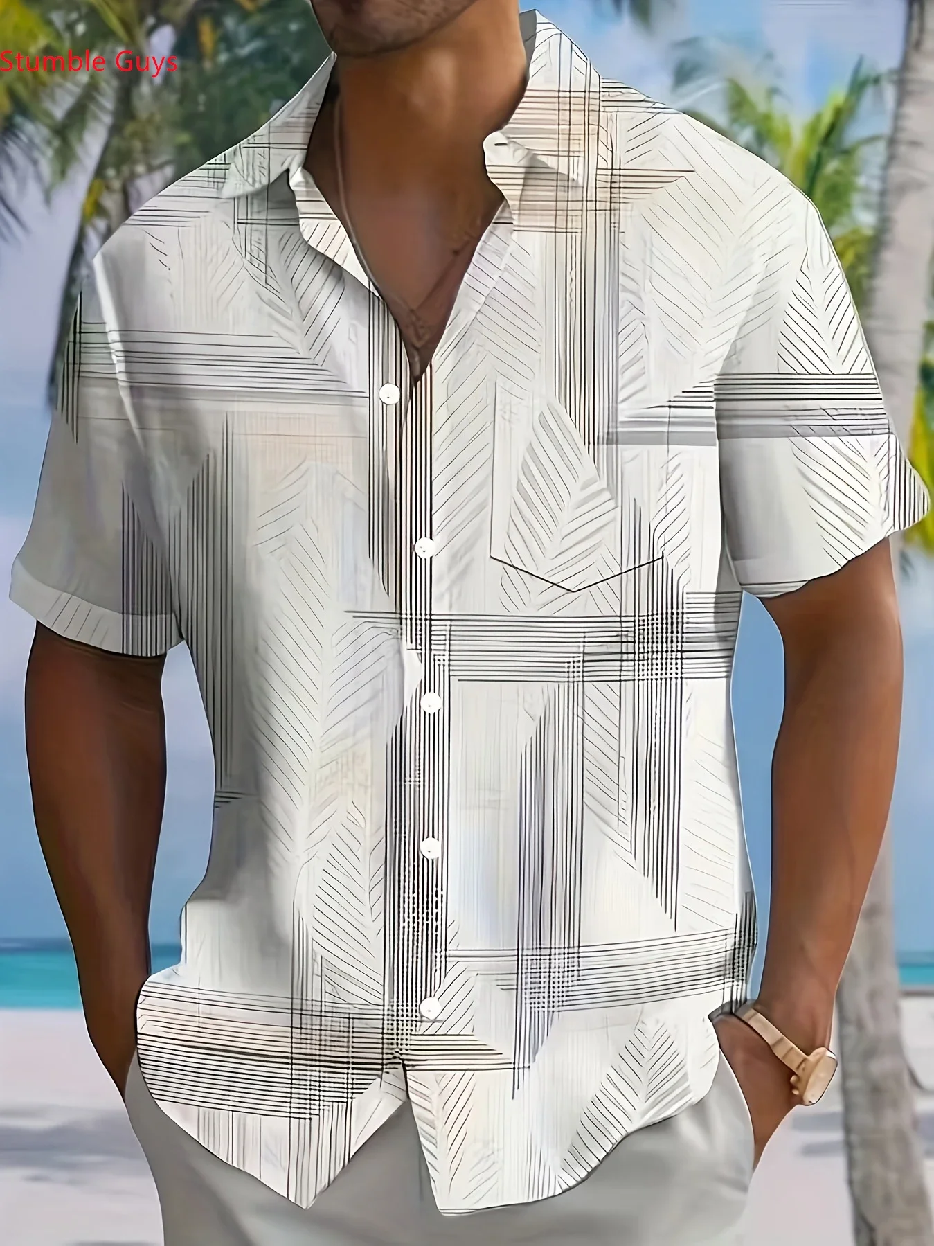 

Men's Casual Holiday Shirt Summer Man Short Sleeve Hawaiian Fashion Print Lightweight Breathable Beach Party Tops