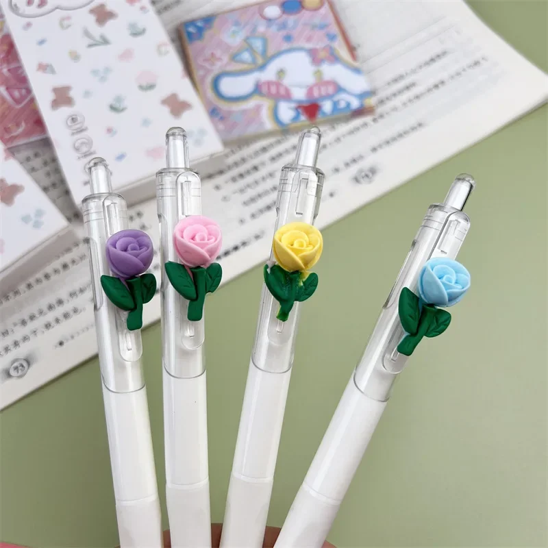 36PCS Rose Unisex  St Head High Quality Touch  High Color Three-dimensional Dant  Maiden Heart Ins Style Black Pen