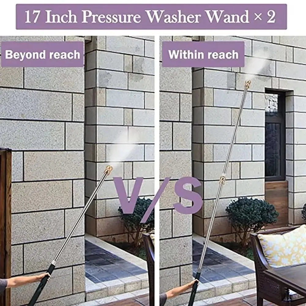 

1Pcs High Pressure Washer Extension Wand Straight With 1/4" Quick Connect Spray Lance Rod Stainless Steel 40cm