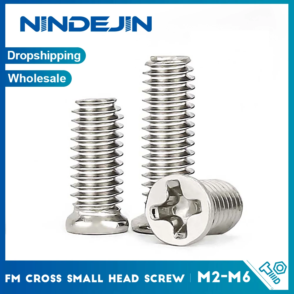 Non-standard Precision FM Cross Small Flat Head Screw 304 Stainless Steel M2 M3 M4 M5 M6 Narrow Head CSK Phillips Machine Screw
