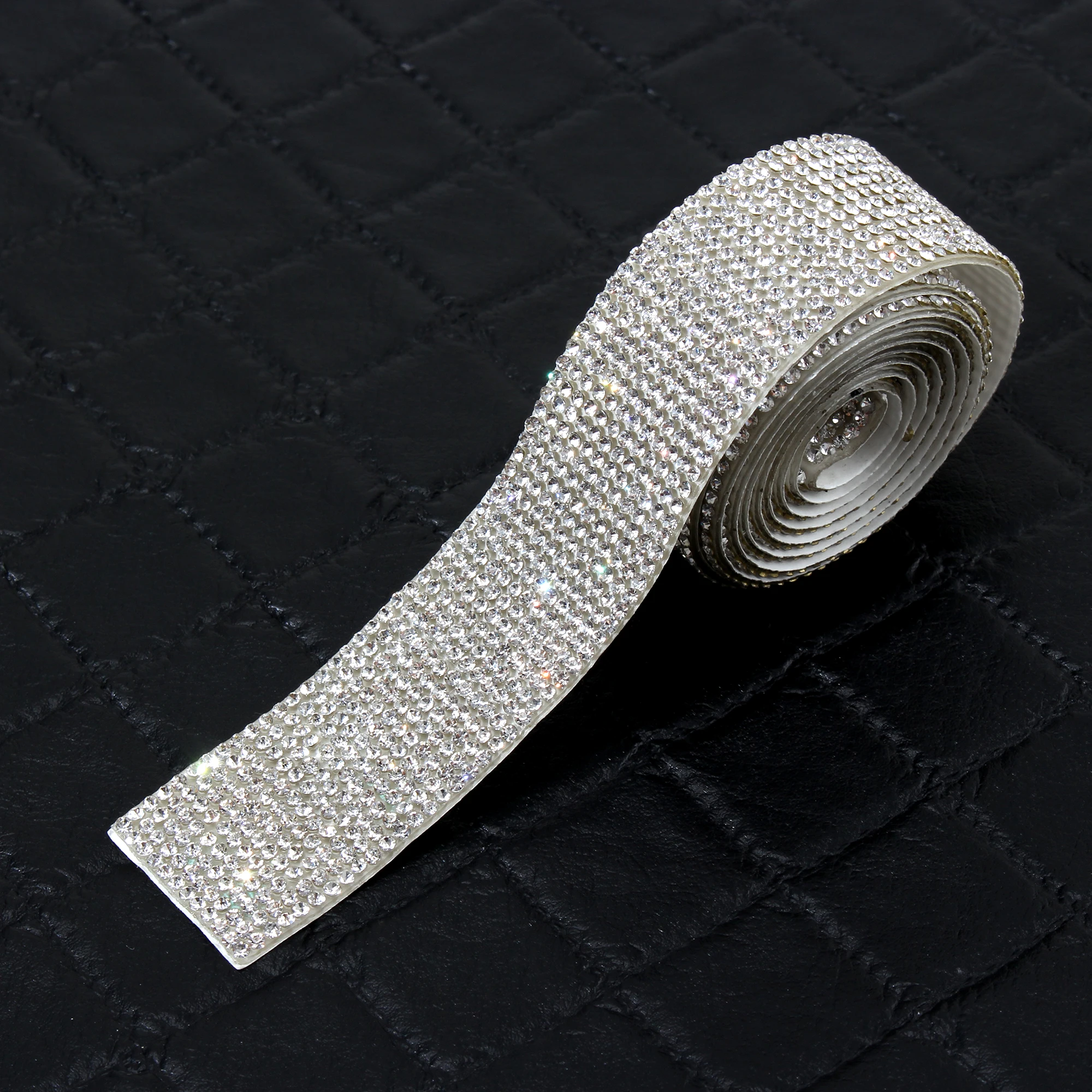 0.4-5cm/Rolls Self Adhesive White Crystal Rhinestone Diamond Ribbon Decoration Sticker for Arts Crafts DIY Event Car Phone Decor